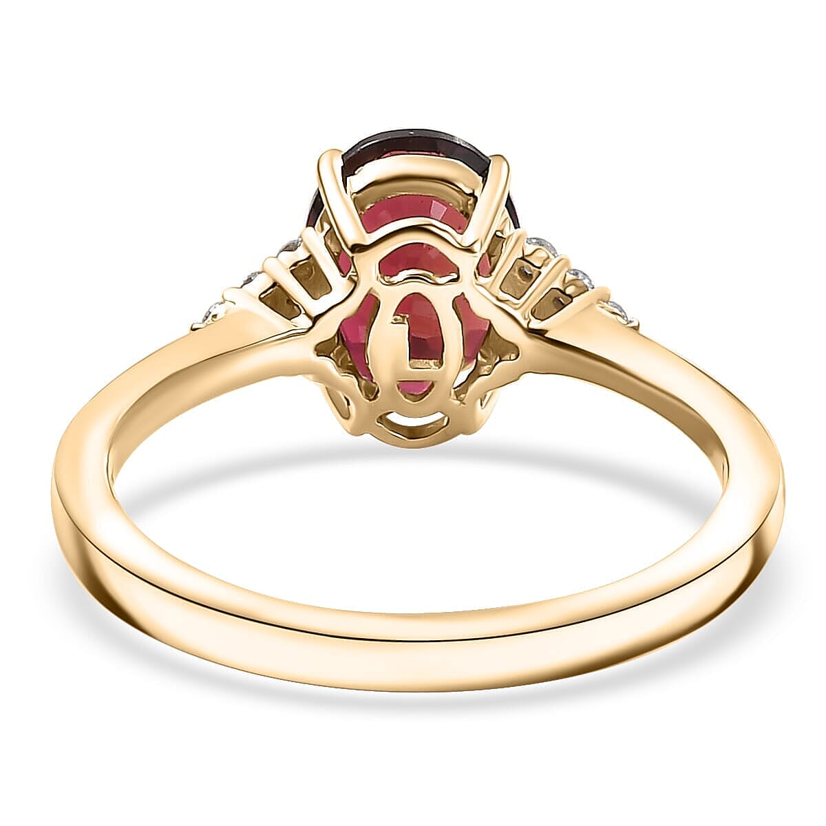 Luxoro 10K Yellow Gold AAA Ouro Fino Rubellite, Diamond (G-H, I2) Ember Kiss Ring (Size 9.5) 2.05 ctw image number 4