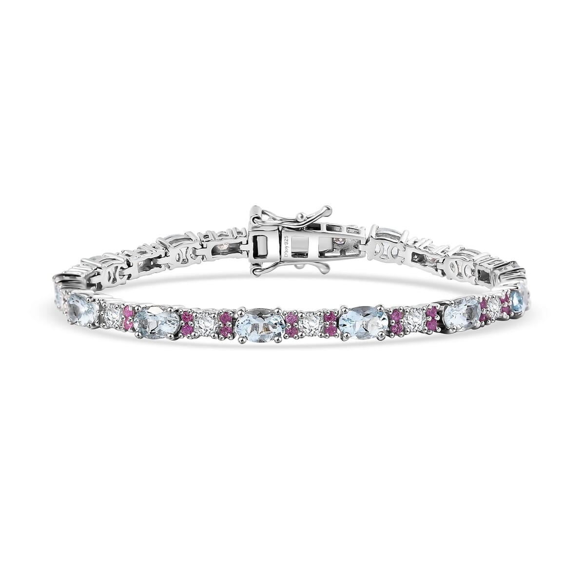 D'Joy Premium Mangoro Aquamarine and Multi Gemstone 7.80 ctw Celestial Serenade Bracelet in Rhodium Over Sterling Silver (7.25 In) image number 0