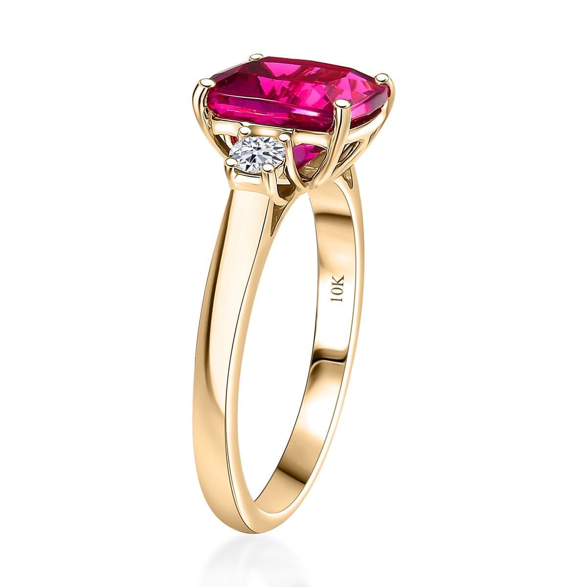 Certified & Appraised AAA Luxuriant Bixbite (LG) and Lab Grown Diamond E-F VS 3.09 ctw Ring in 10K Yellow Gold (Size 10.0) image number 3