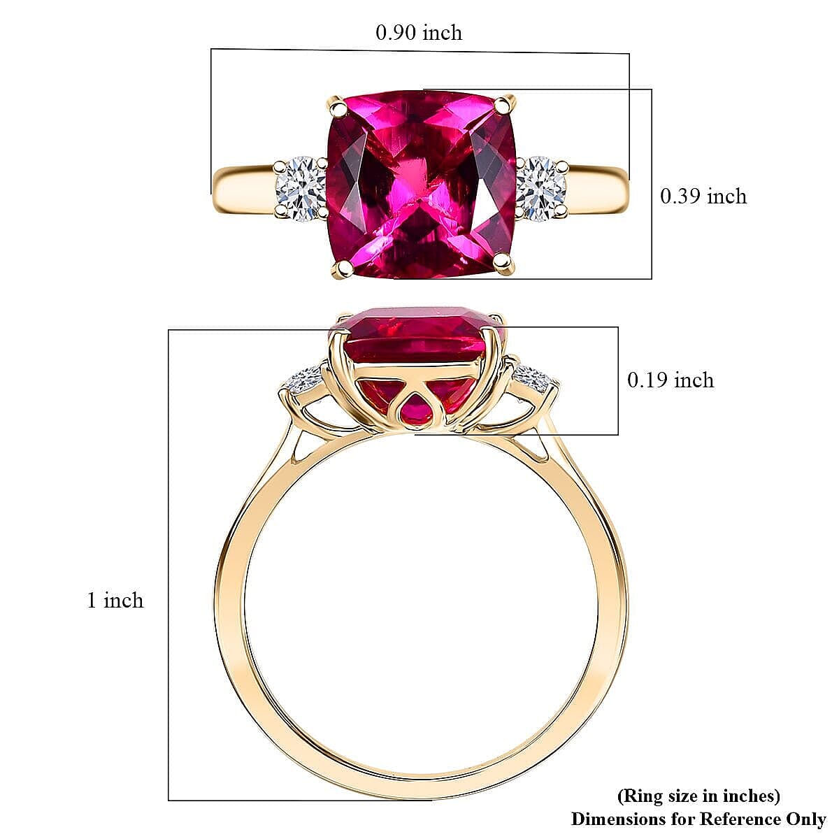 Certified & Appraised 10K Yellow Gold AAA Luxuriant Bixbite (LG) and Lab Grown Diamond (E-F, VS) Ring (Size 7.5) 3.09 ctw image number 5