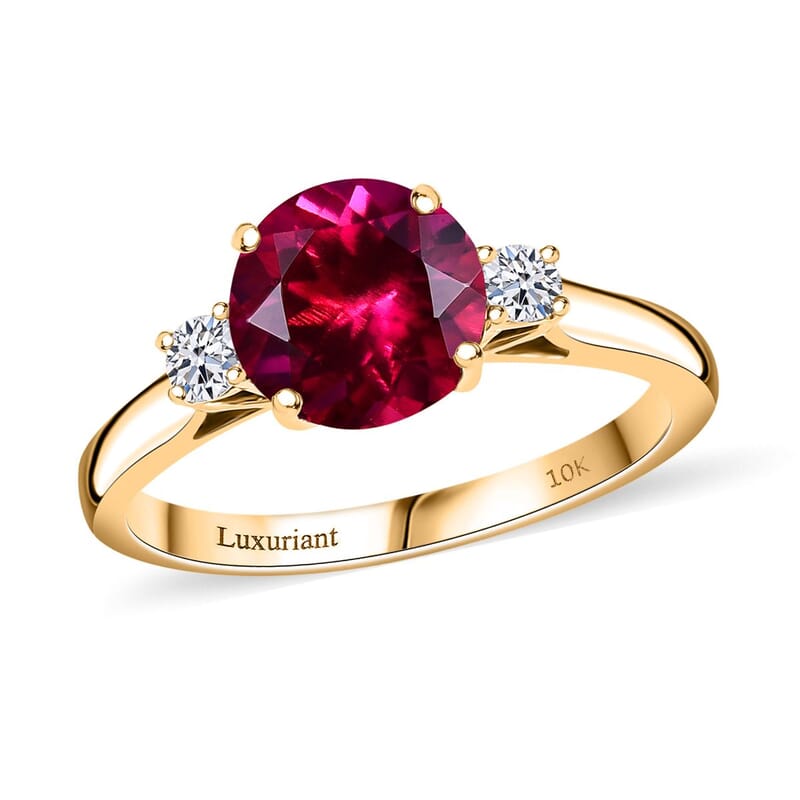 Certified & Appraised AAA Luxuriant Bixbite (LG) and Lab Grown Diamond E-F VS 2.51 ctw Ring in 10K Yellow Gold (Size 10.0)