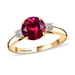 Certified & Appraised AAA Luxuriant Bixbite (LG) and Lab Grown Diamond E-F VS 2.51 ctw Ring in 10K Yellow Gold (Size 6.0)