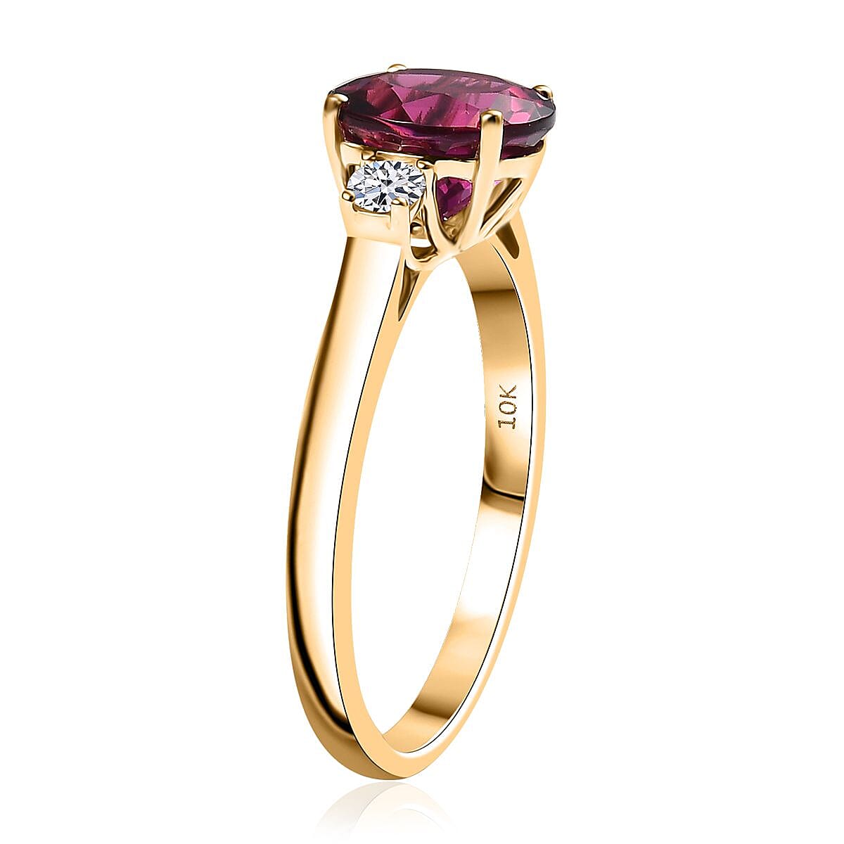 Certified & Appraised AAA Luxuriant Bixbite (LG) and Lab Grown Diamond E-F VS 2.51 ctw Ring in 10K Yellow Gold (Size 6.0) image number 3