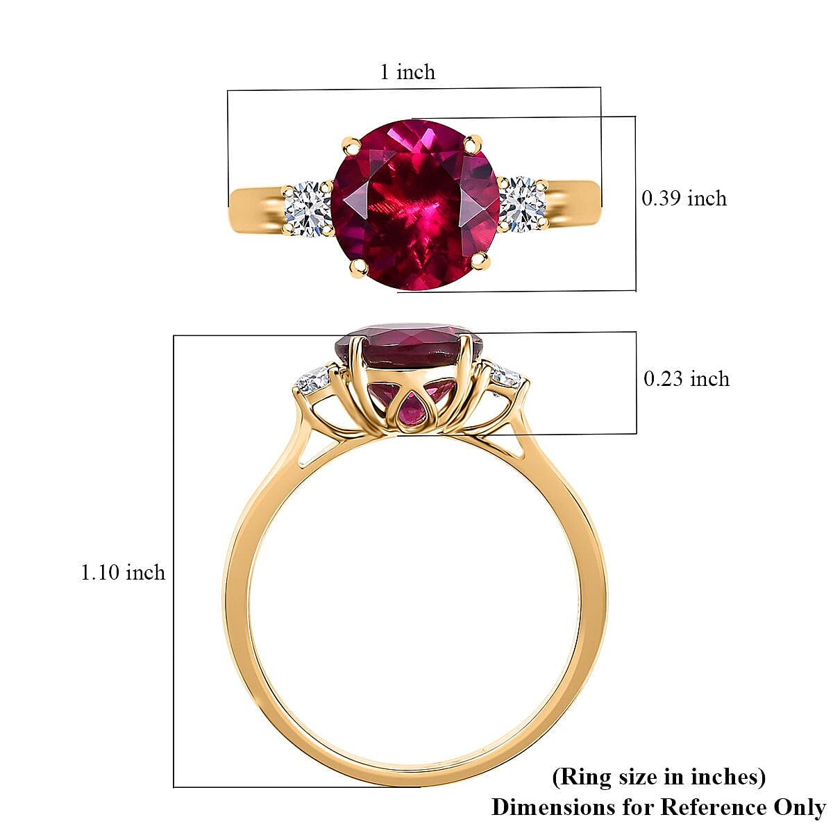 Certified & Appraised AAA Luxuriant Bixbite (LG) and Lab Grown Diamond E-F VS 2.51 ctw Ring in 10K Yellow Gold (Size 6.0) image number 5