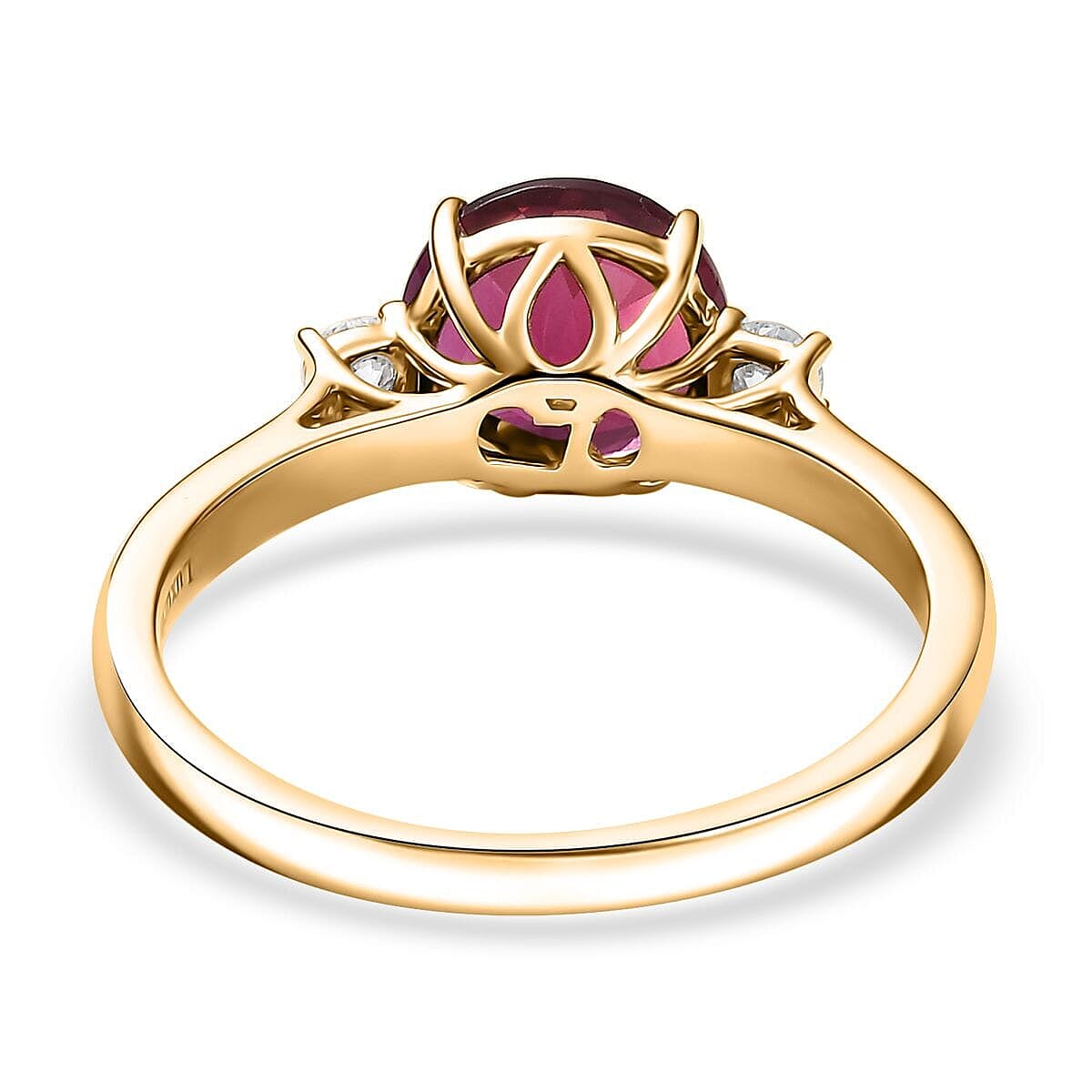 Certified & Appraised 10K Yellow Gold AAA Luxuriant Bixbite (LG) and Lab Grown Diamond (E-F, VS) Ring (Size 7.5) 2.51 ctw image number 4