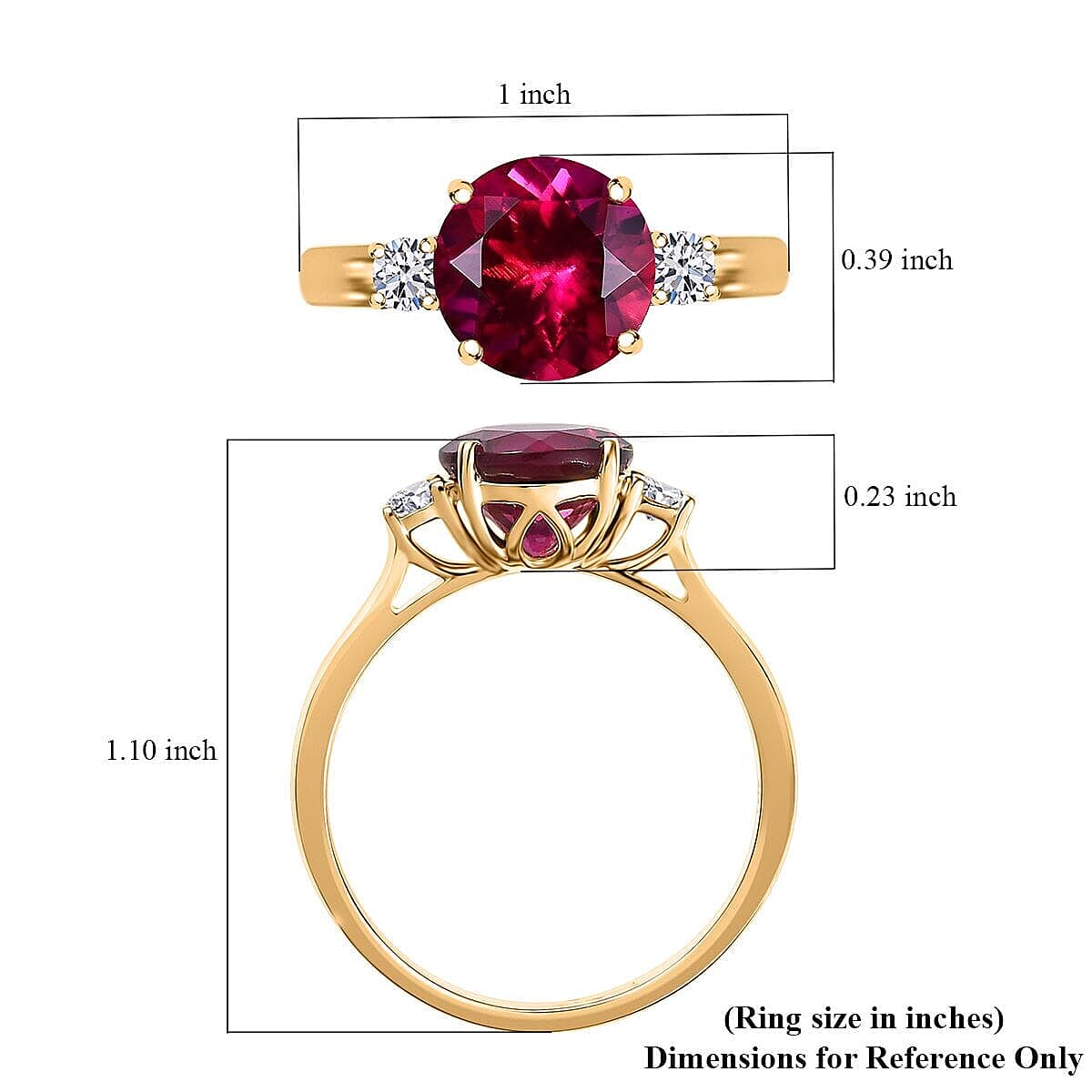 Certified & Appraised AAA Luxuriant Bixbite (LG) and Lab Grown Diamond E-F VS 2.51 ctw Ring in 10K Yellow Gold (Size 8.0) image number 5