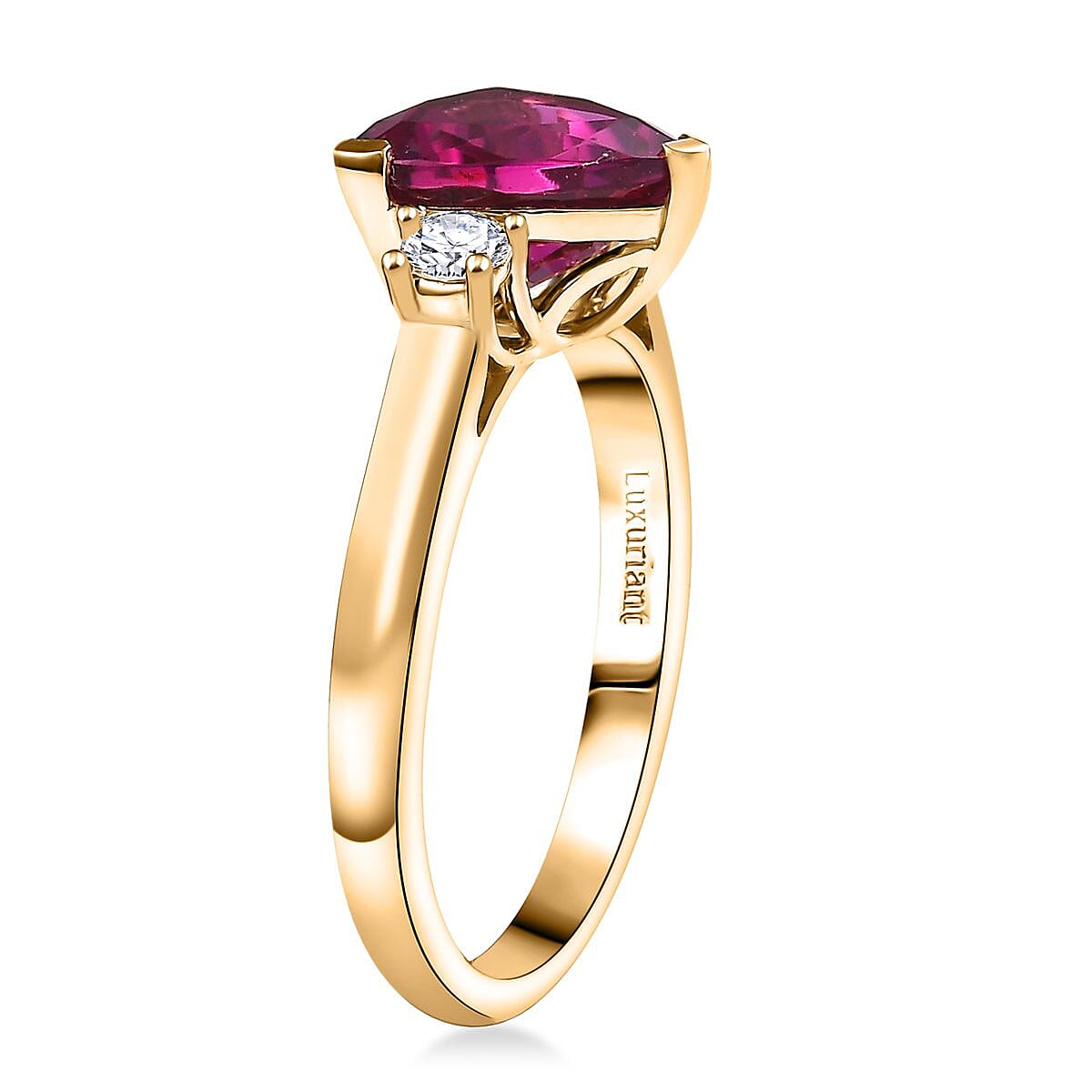 Certified & Appraised AAA Luxuriant Bixbite (LG) and Lab Grown Diamond E-F VS 2.26 ctw Ring in 10K Yellow Gold (Size 6.0) image number 3