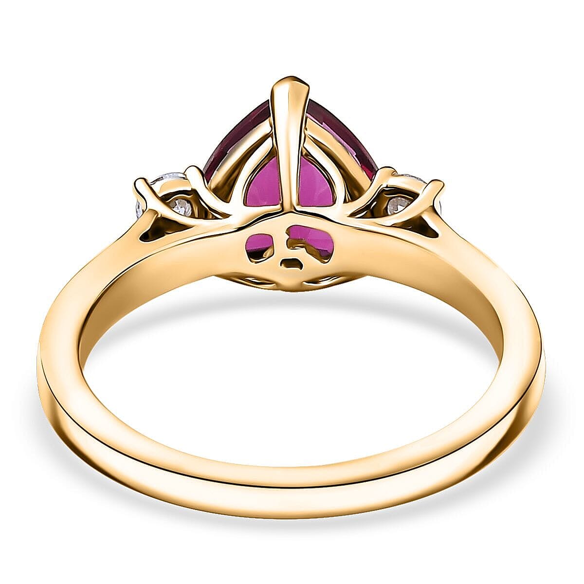 Certified & Appraised 10K Yellow Gold AAA Luxuriant Bixbite (LG) and Lab Grown Diamond (E-F, VS) Ring (Size 6.5) 2.26 ctw image number 4