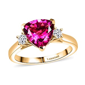 Certified & Appraised AAA Luxuriant Bixbite (LG) and Lab Grown Diamond E-F VS 2.26 ctw Ring in 10K Yellow Gold (Size 7.0)