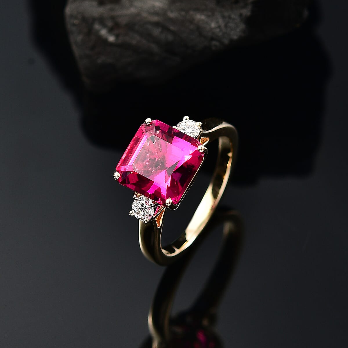 Luxuriant AAA Lab Grown Bixbite and Lab Grown Diamond E-F VS 3.25 ctw Ring in 10K Yellow Gold image number 1