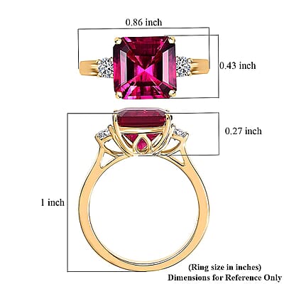 Certified & Appraised Asscher Cut AAA Luxuriant Bixbite (LG) and Lab Grown Diamond E-F VS 3.25 ctw Ring in 10K Yellow Gold (Size 10.0)
