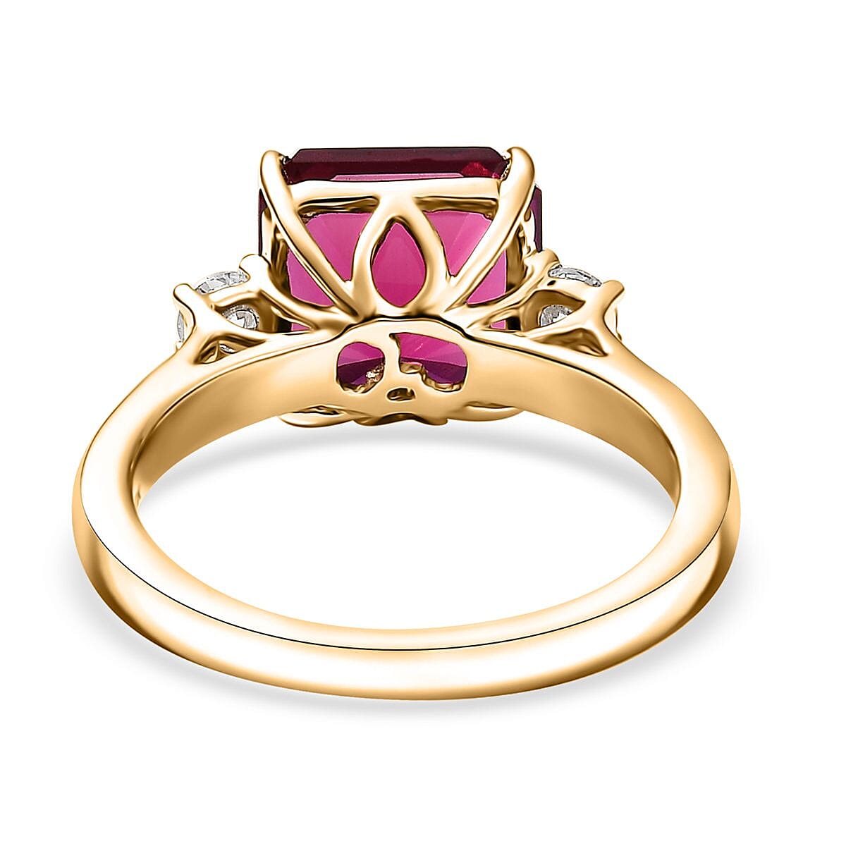 Luxuriant AAA Lab Grown Bixbite and Lab Grown Diamond E-F VS 3.25 ctw Ring in 10K Yellow Gold (Size 6.0) image number 4