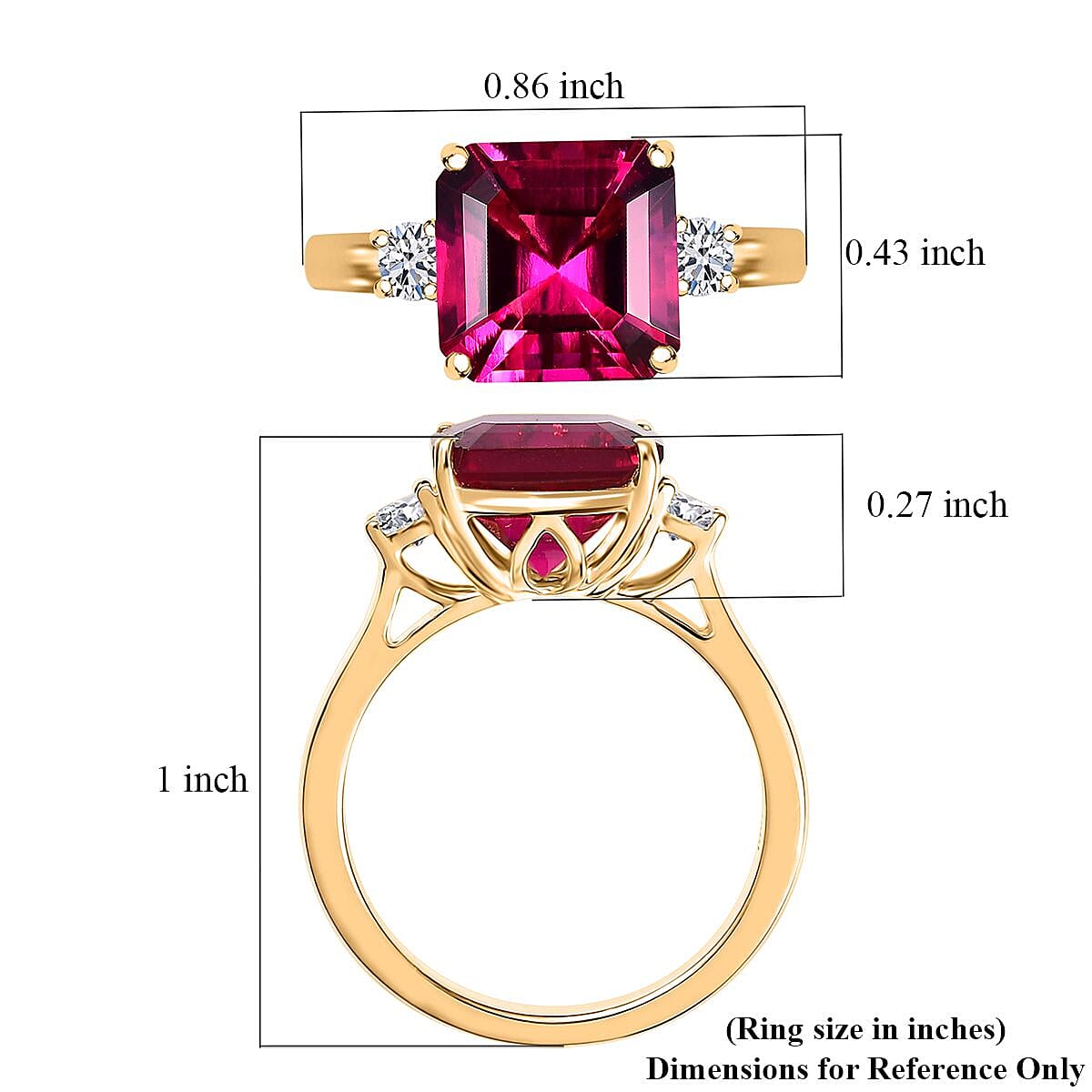 Luxuriant AAA Lab Grown Bixbite and Lab Grown Diamond E-F VS 3.25 ctw Ring in 10K Yellow Gold (Size 6.0) image number 5