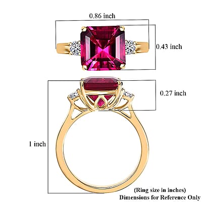 Luxuriant AAA Lab Grown Bixbite and Lab Grown Diamond E-F VS 3.25 ctw Ring in 10K Yellow Gold (Size 6.0)