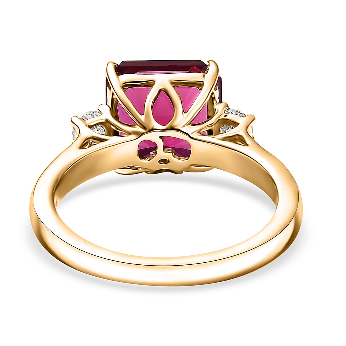 10K Yellow Gold Luxuriant AAA Lab Grown Bixbite, Lab Grown Diamond (E-F, VS) Ring (Size 7.0) 3.25 ctw image number 4