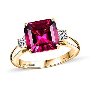 10K Yellow Gold Luxuriant AAA Lab Grown Bixbite, Lab Grown Diamond (E-F, VS) Ring (Size 8.0) 3.25 ctw