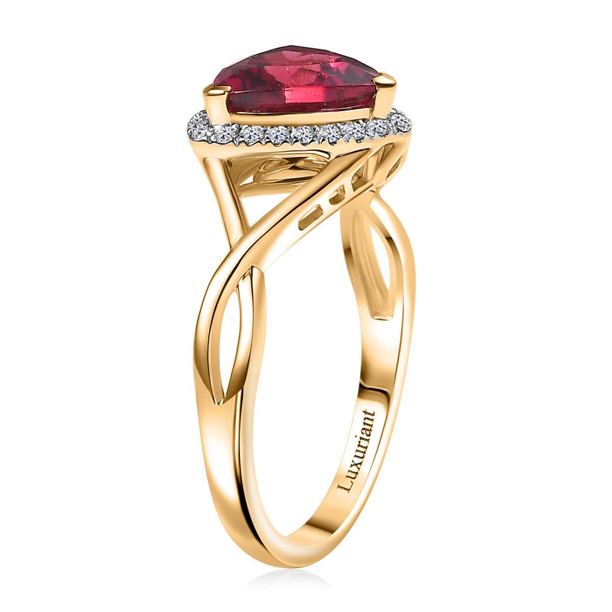 Certified & Appraised AAA Luxuriant Bixbite (LG) and E-F VS Lab Grown Diamond 2.28 ctw Ring in 10K Yellow Gold (Size 10.0) (Del. in 10-15 Days) image number 3