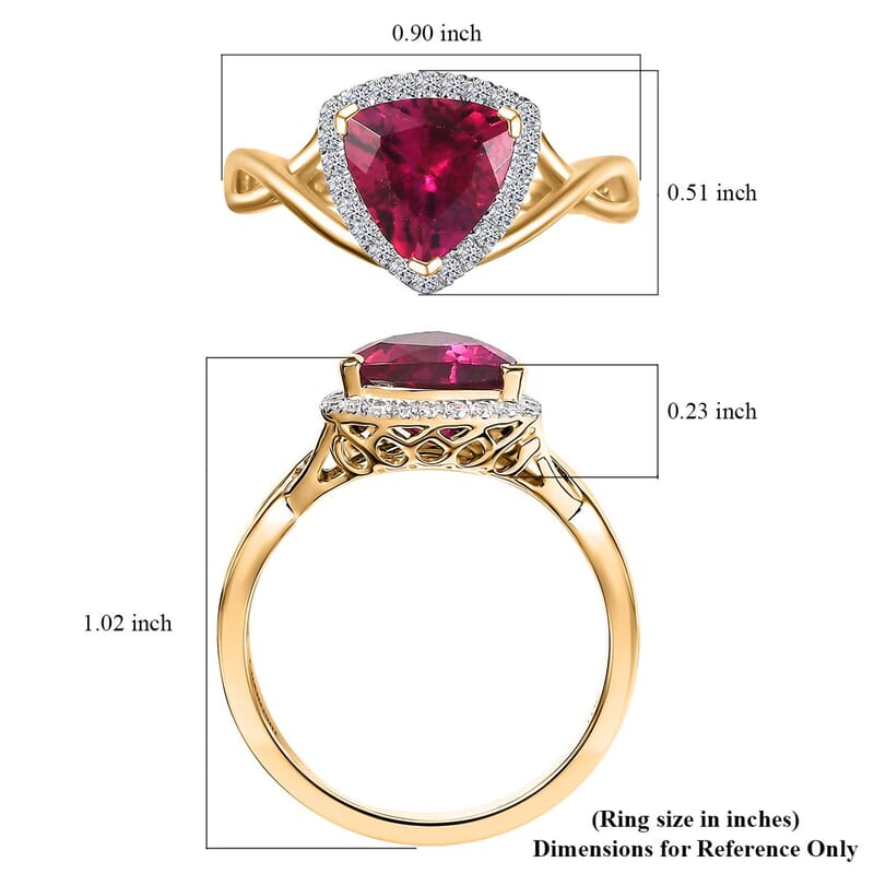 Certified & Appraised AAA Luxuriant Bixbite (LG) 10.0) and E-F VS Lab Grown Diamond 2.28 ctw Ring in 10K Yellow Gold (Size 10.0)