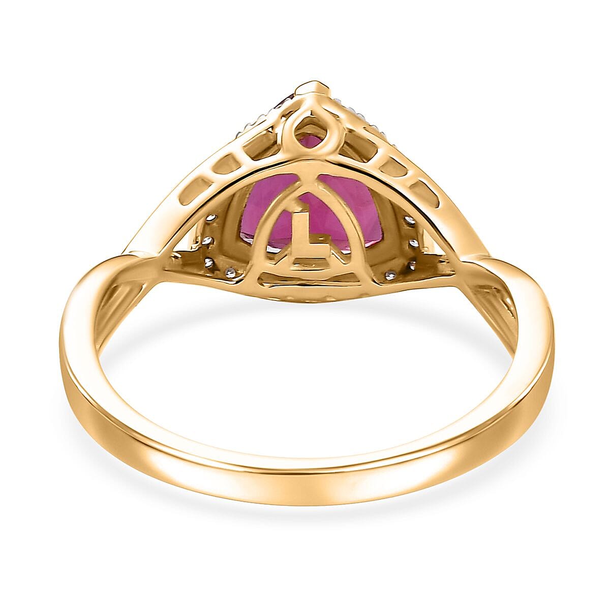 Certified & Appraised AAA Luxuriant Bixbite (LG) 8.0) and E-F VS Lab Grown Diamond 2.28 ctw Ring in 10K Yellow Gold (Size 10.0) image number 4