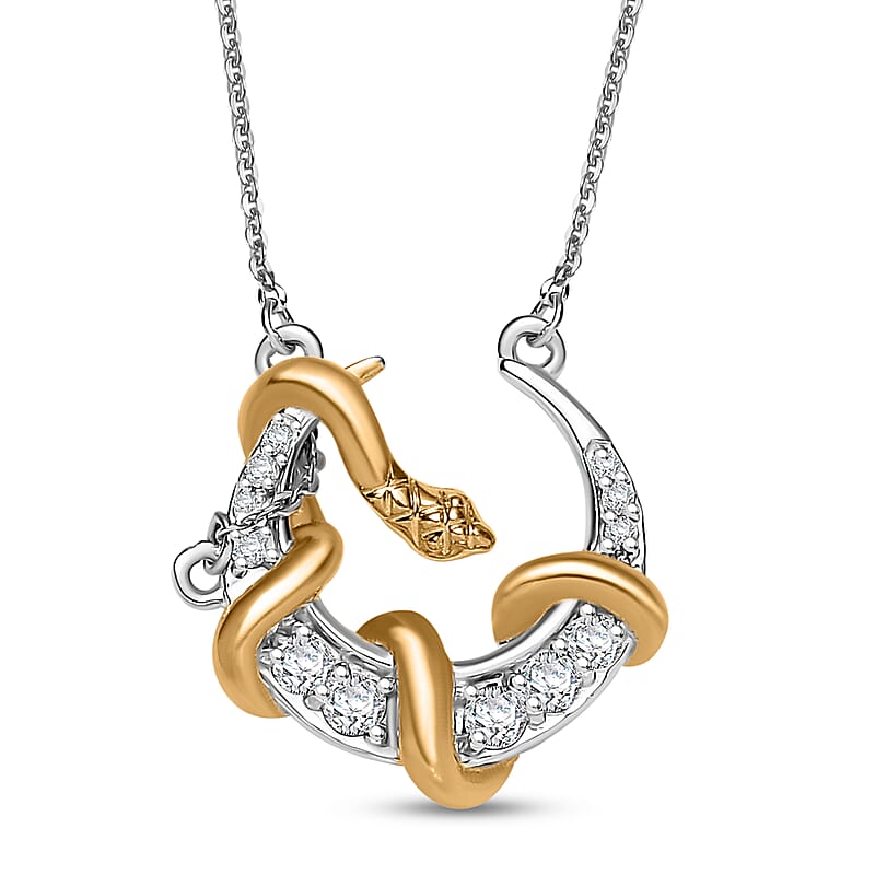 D'Joy Moissanite 0.35 ctw Fancy Necklace 18 Inches in 18K Vermeil YG and Rhodium Over Sterling Silver