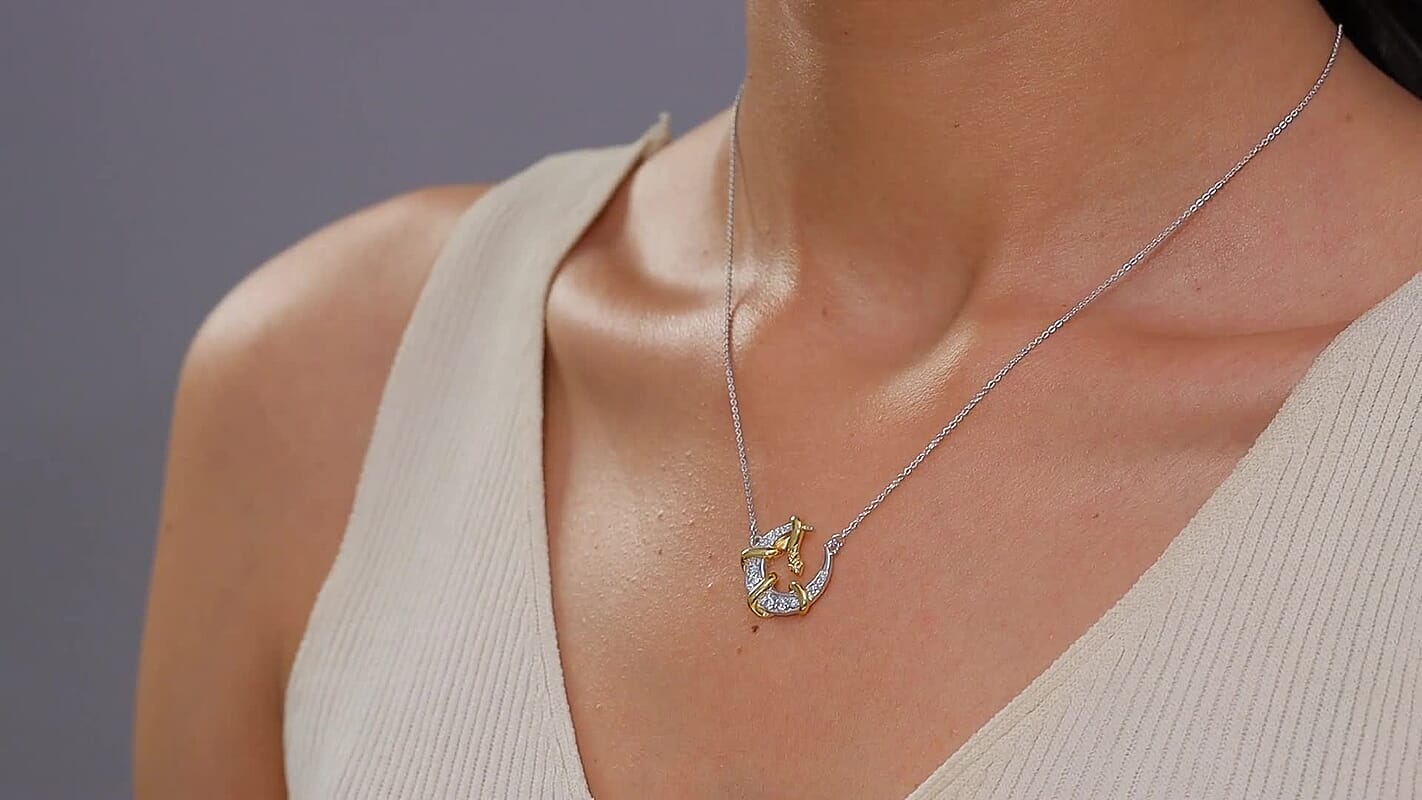 D'Joy Moissanite 0.35 ctw Fancy Necklace 18 Inches in 18K Vermeil YG and Rhodium Over Sterling Silver