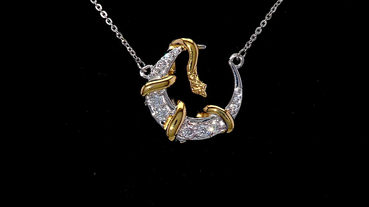 D'Joy Moissanite 0.35 ctw Fancy Necklace 18 Inches in 18K Vermeil YG and Rhodium Over Sterling Silver