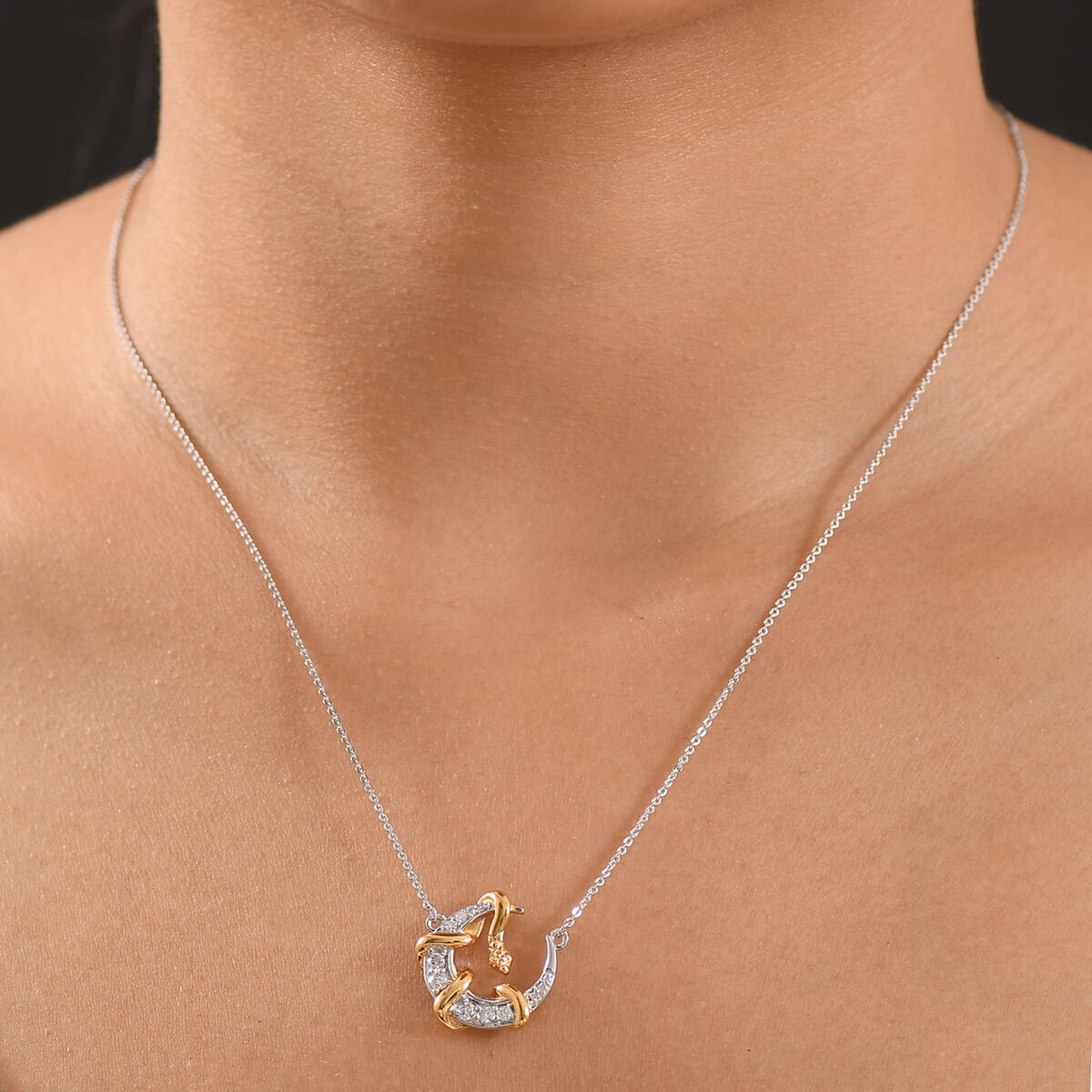 D'Joy Moissanite 0.35 ctw Fancy Necklace 18 Inches in YG and Rhodium Over Sterling Silver image number 2