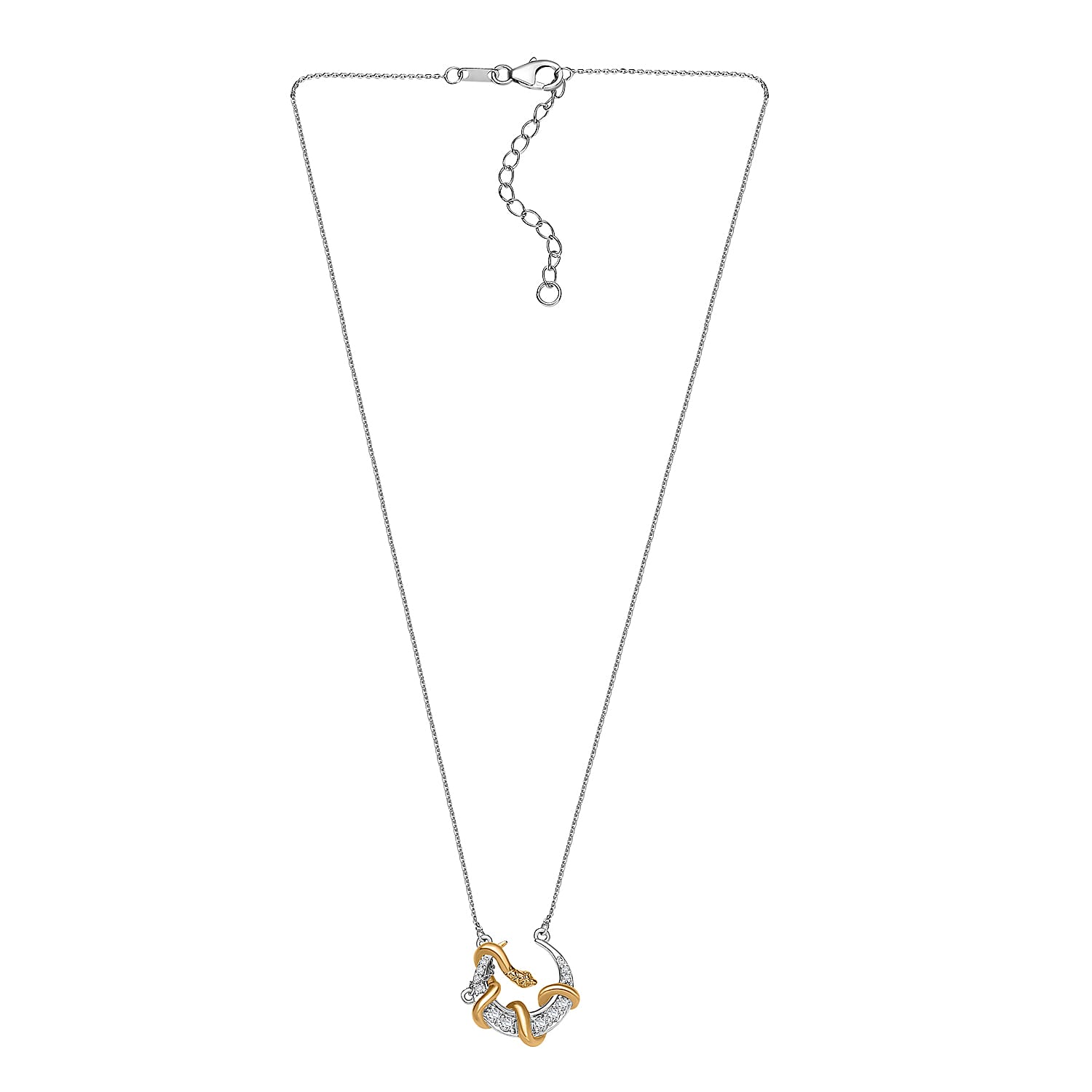 D'Joy Moissanite 0.35 ctw Fancy Necklace 18 Inches in 18K Vermeil YG and Rhodium Over Sterling Silver