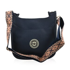 Aeropostale Navy Faux Leather Crossbody Bag with Adjustable Shoulder Strap