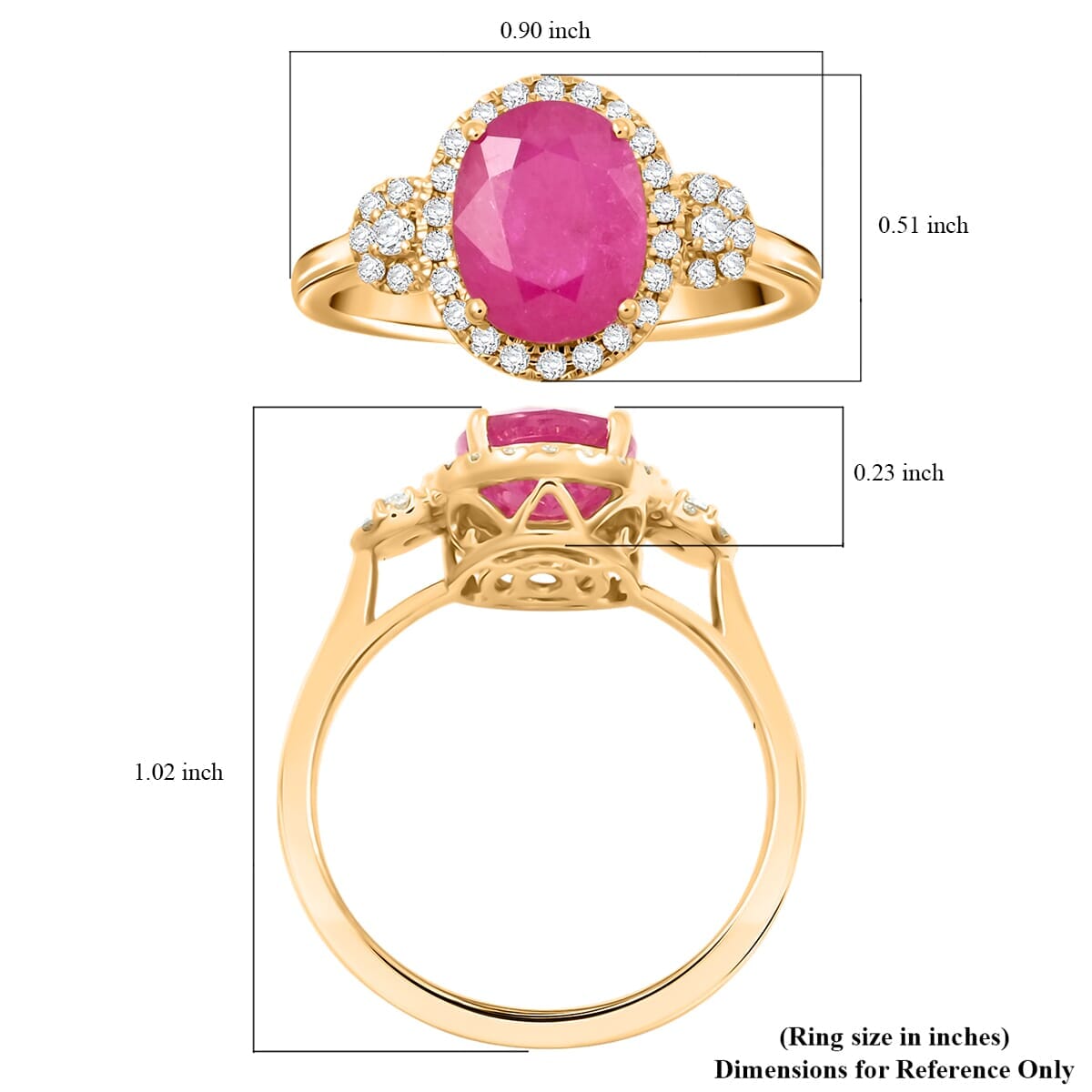 Certified & Appraised Luxoro AAA Mozambique Ruby and I2 Diamond 2.50 ctw Ring in 14K Yellow Gold (Size 10.0) image number 5