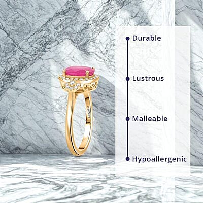 Certified & Appraised Luxoro 14K Yellow Gold AAA Mozambique Ruby, Diamond (I2) (0.28 cts) Ring (Size 11.0) 2.50 ctw