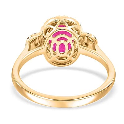 Certified & Appraised Luxoro 14K Yellow Gold AAA Mozambique Ruby, Diamond (I2) (0.28 cts) Ring (Size 11.0) 2.50 ctw