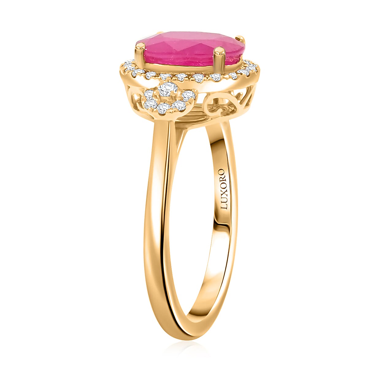 Certified & Appraised Luxoro AAA Royal Ruby and I2 Diamond 2.50 ctw Ring in 14K Yellow Gold (Size 7.0) image number 3