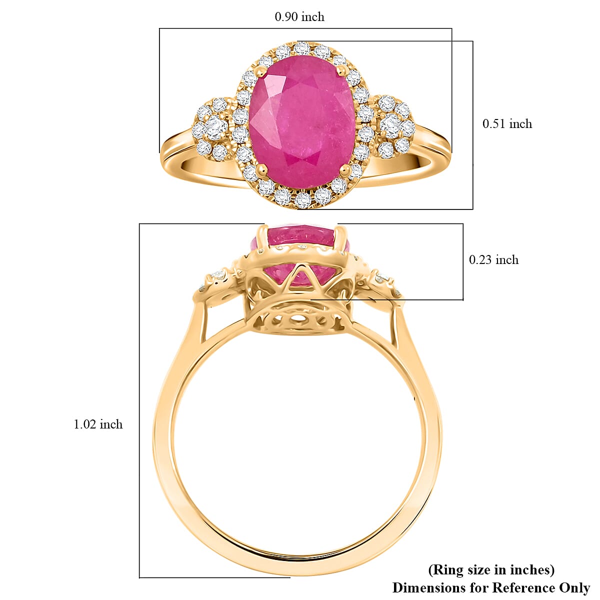 Certified & Appraised Luxoro AAA Royal Ruby and I2 Diamond 2.50 ctw Ring in 14K Yellow Gold (Size 7.0) image number 5