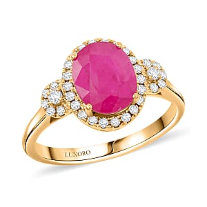 Certified & Appraised Luxoro AAA Royal Ruby and I2 Diamond 2.50 ctw Ring in 14K Yellow Gold (Size 8.0)