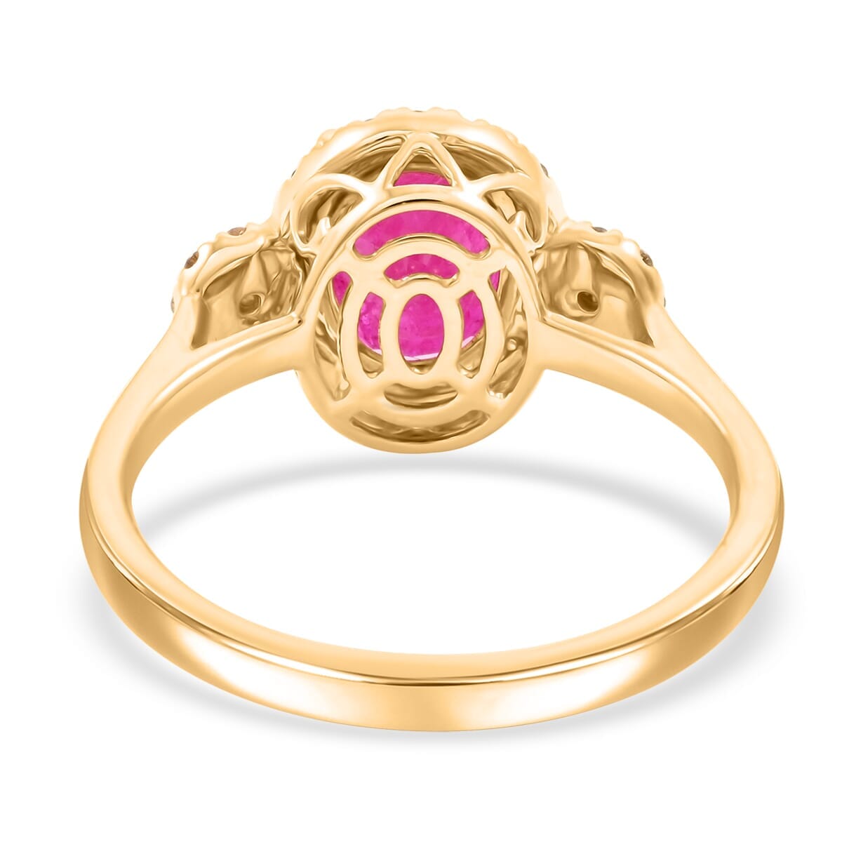 Certified & Appraised Luxoro 14K Yellow Gold AAA Mozambique Ruby, Diamond (I2) (0.28 cts) Ring (Size 8.5) 2.50 ctw image number 4
