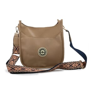 Aeropostale Taupe Faux Leather Crossbody Bag with Adjustable Shoulder Strap