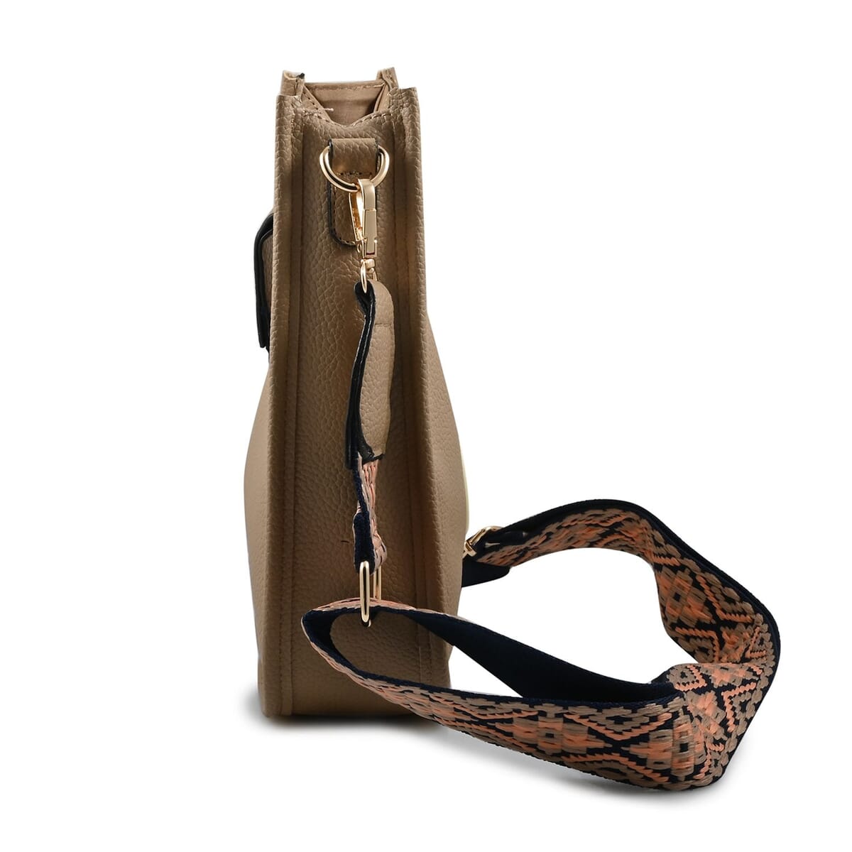 Aeropostale Taupe Faux Leather Crossbody Bag with Adjustable Shoulder Strap image number 1