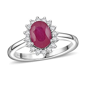 Certified & Appraised Rhapsody 950 Platinum AAAA Mozambique Ruby, Diamond (E-F, VS) (0.24 cts) Ring (Size 5.5) (5.86 g) 1.75 ctw