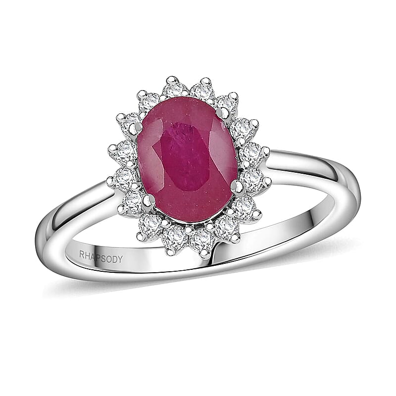 Certified & Appraised Rhapsody AAAA Montepuez Ruby and Diamond E-F VS 1.75 ctw Ring in 950 Platinum (Size 7.0) 5.86 Grams