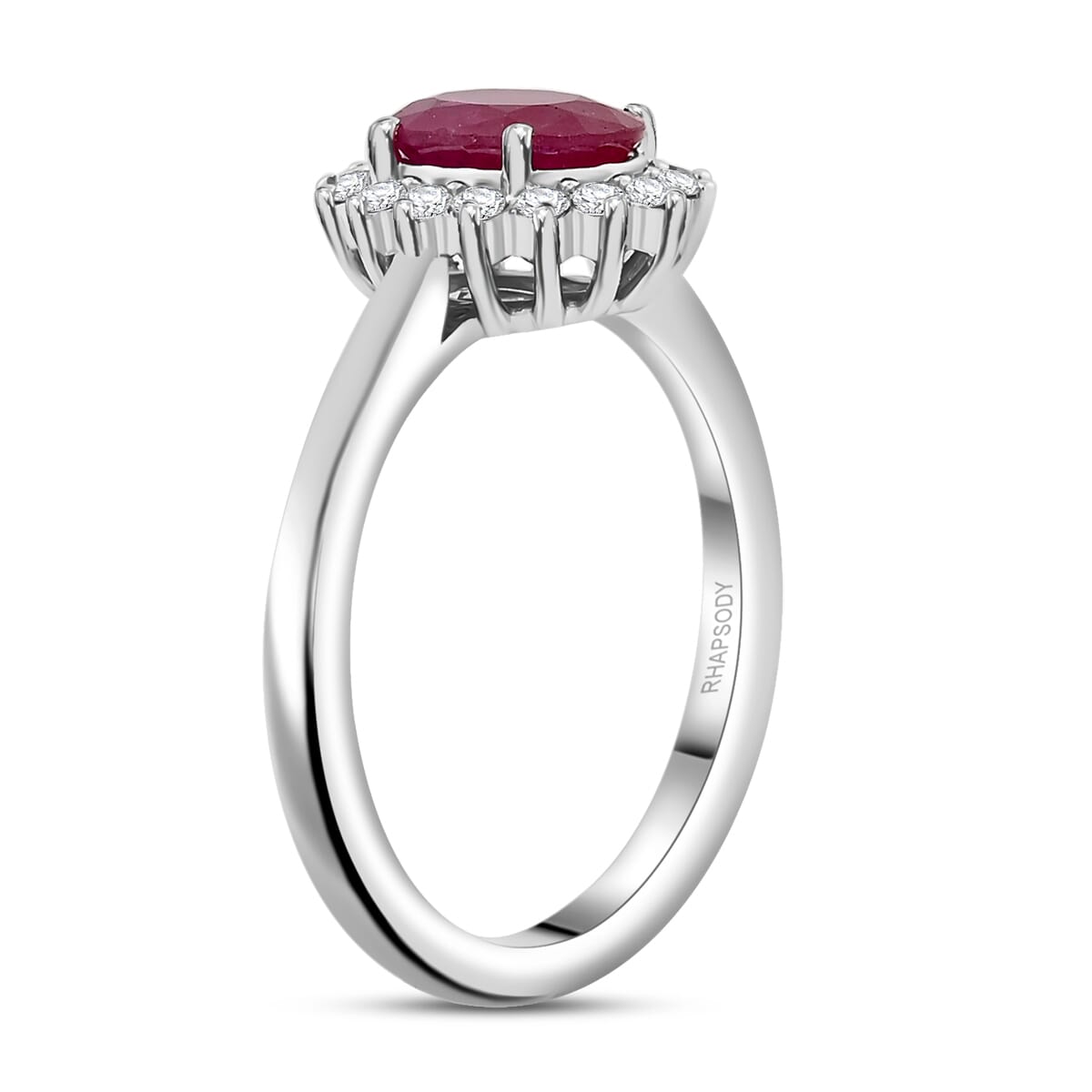 Rhapsody AAAA Royal Ruby and E-F VS Diamond 1.75 ctw Ring in 950 Platinum (Size 7.0) 5.86 Grams image number 3