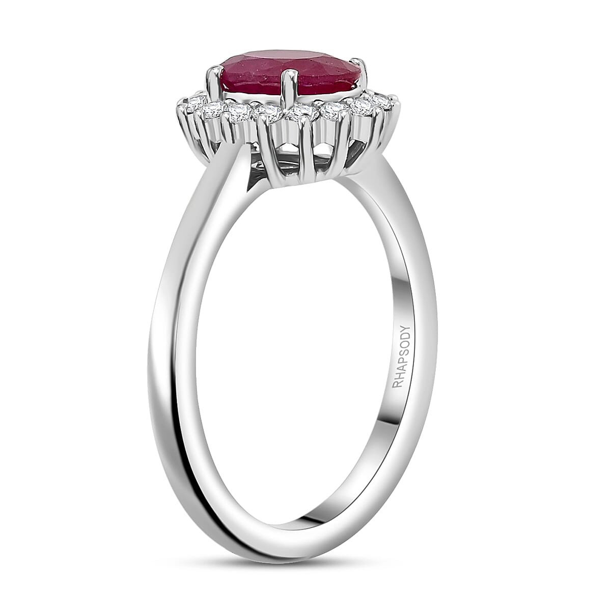 Rhapsody AAAA Mozambique Ruby and E-F VS Diamond 1.75 ctw Ring in 950 Platinum (Size 8.0) 5.86 Grams image number 3