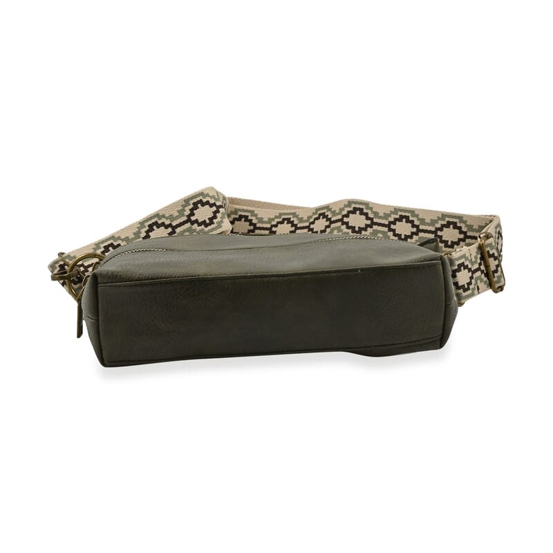 Aeropostale Olive Faux Leather Crossbody Bag with Adjustable Shoulder Strap