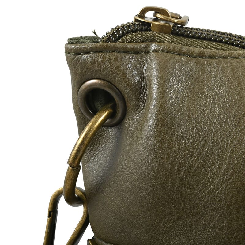 Aeropostale Olive Faux Leather Crossbody Bag with Adjustable Shoulder Strap