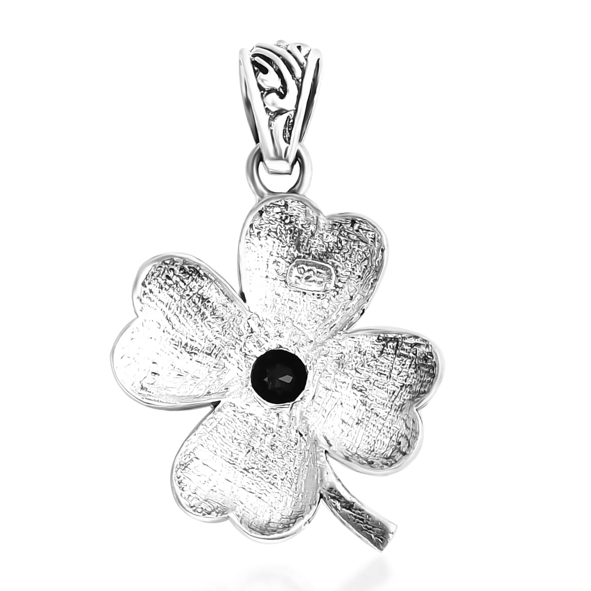 Bali Legacy Chrome Diopside 0.85 ctw Leaf Clover Pendant without Chain in Sterling Silver  image number 4