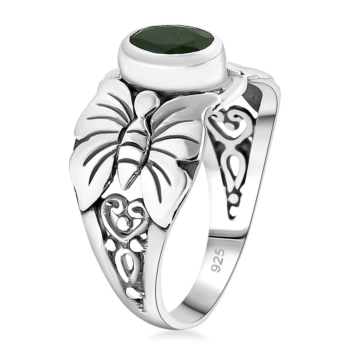Bali Legacy Chrome Diopside 1.25 ctw Butterfly Ring in Sterling Silver (Size 5.0)  image number 3