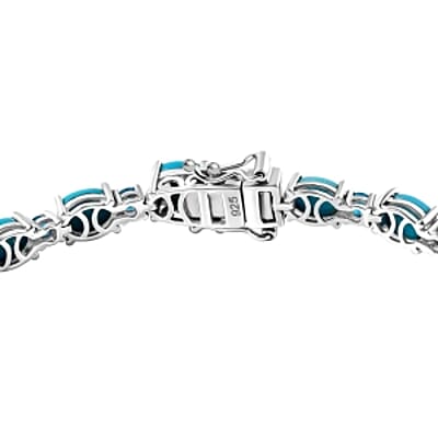 Premium Sleeping Beauty Turquoise and Casted Jewellery 13.88 ctw Cluster Bracelet in Sterling Silver (7.5 In) (10.55 g)