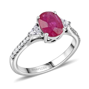 Rhapsody AAAA Royal Ruby and E-F VS Diamond 1.70 ctw Ring in 950 Platinum (Size 10.0) 5.36 Grams