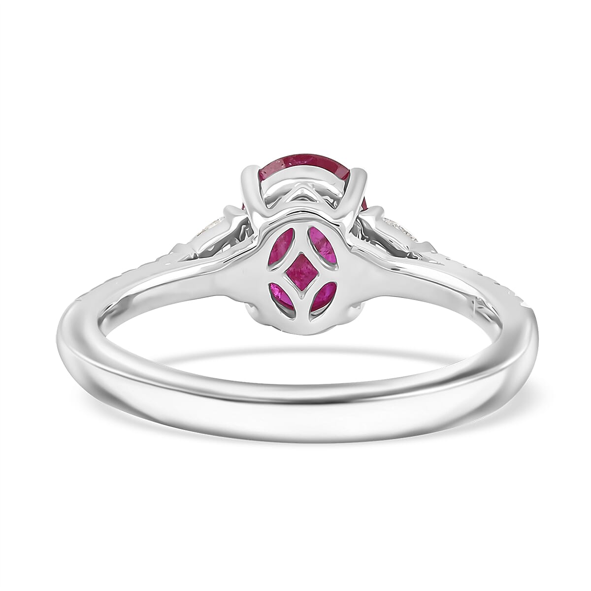 Rhapsody AAAA Royal Ruby and E-F VS Diamond 1.70 ctw Ring in 950 Platinum (Size 7.0) 5.36 Grams image number 4