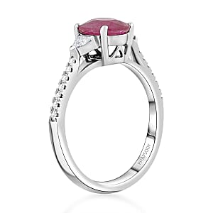 Rhapsody AAAA Royal Ruby and E-F VS Diamond 1.70 ctw Ring in 950 Platinum (Size 8.0) 5.36 Grams